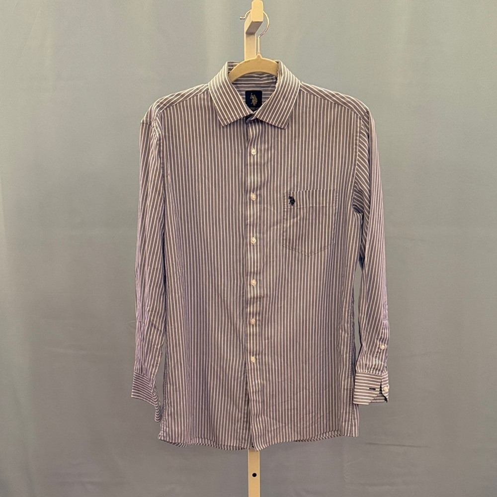 U.S. Polo Assn. Men's Pinstripe Button-Down Shirt - Black and White